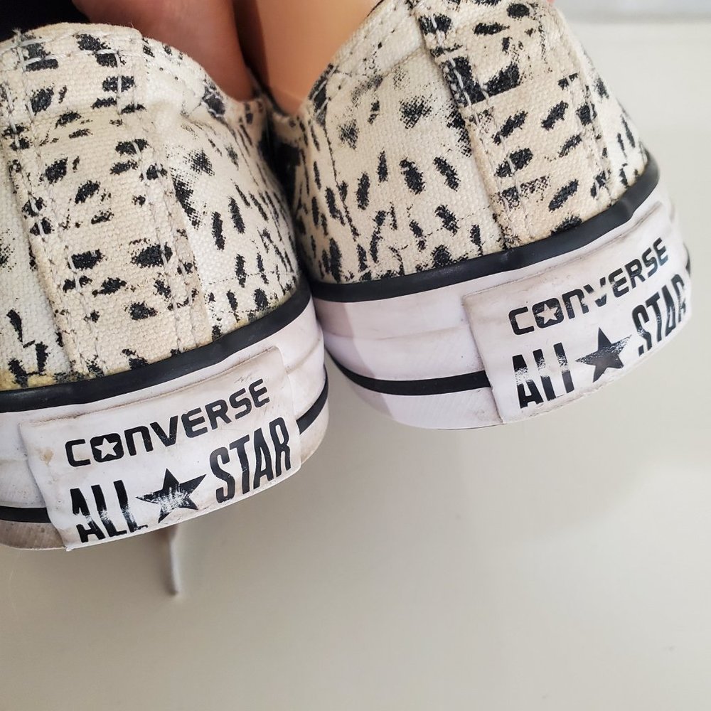Converse Low Top Sneakers in Black and Cream Splatter - Picture 10 of 10